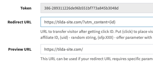 Setting up redirect URL
