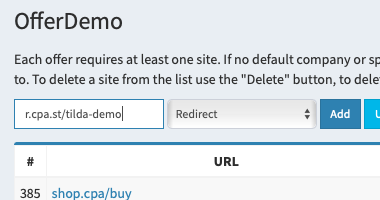 Adding redirect site